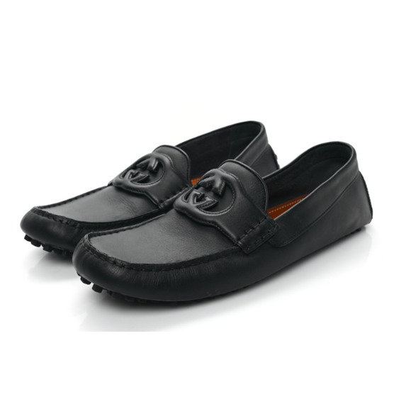 Gucci Soft Clove Calfskin Interlocking G Driver Loafers Black Men's Size 11.5 - Picture 1 of 7